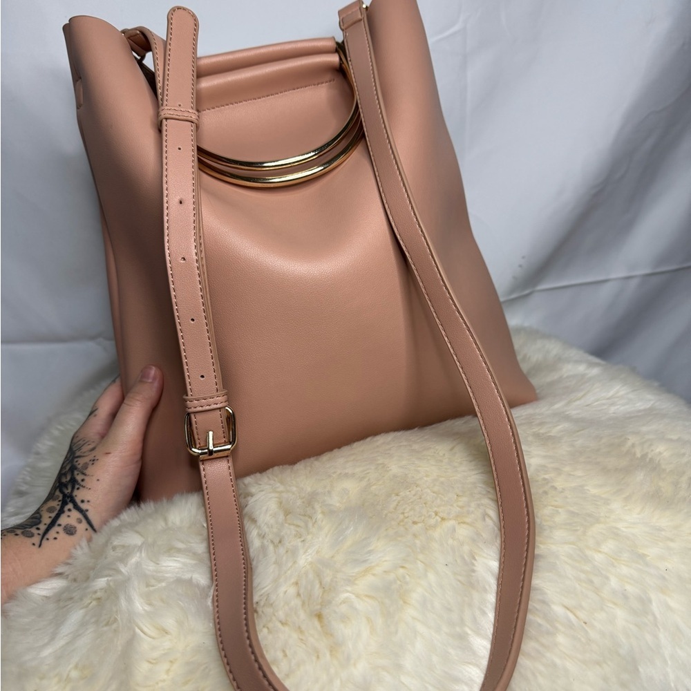 Pink and Gold Tote Bag Minimalist Design and Crossbody Strap - Like new! - Picture 2 of 9